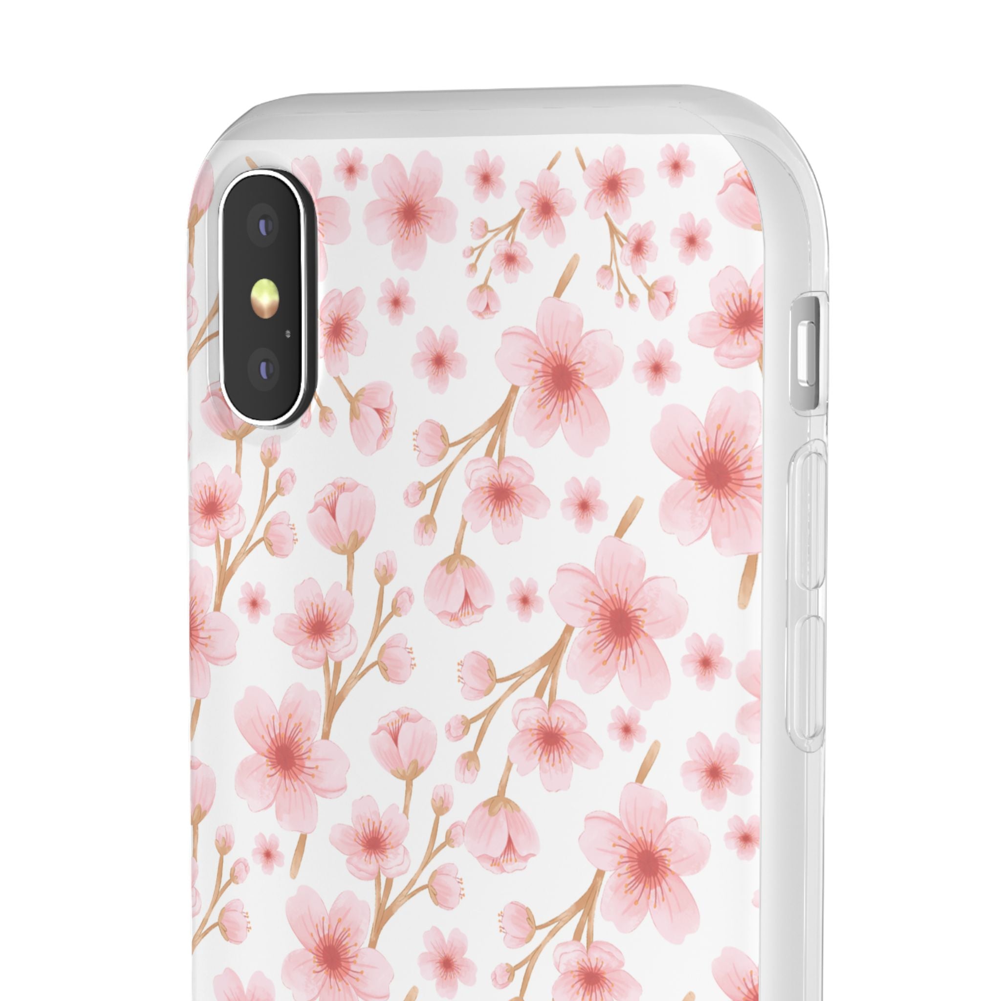 Japanese Pink Flowers White Flexi Clear Cases for Most Phone Types