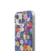 Blue Colourful Floral Flexi Clear Cases for Most Phone Types