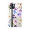 Floral White Wallet Style Phone Case Vegan Leather