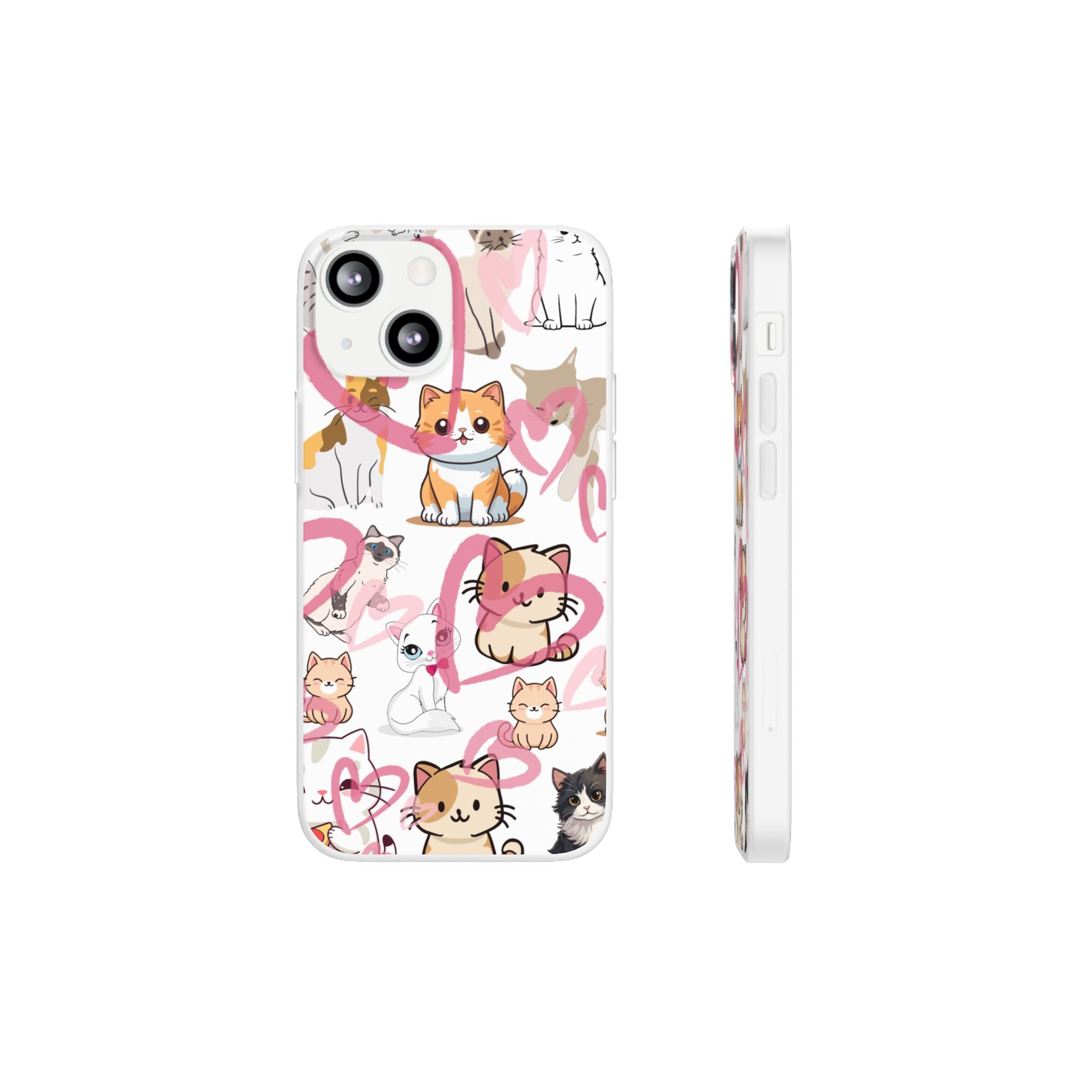 Cats Love White Flexi Clear Cases for Most Phone Types (FWS)