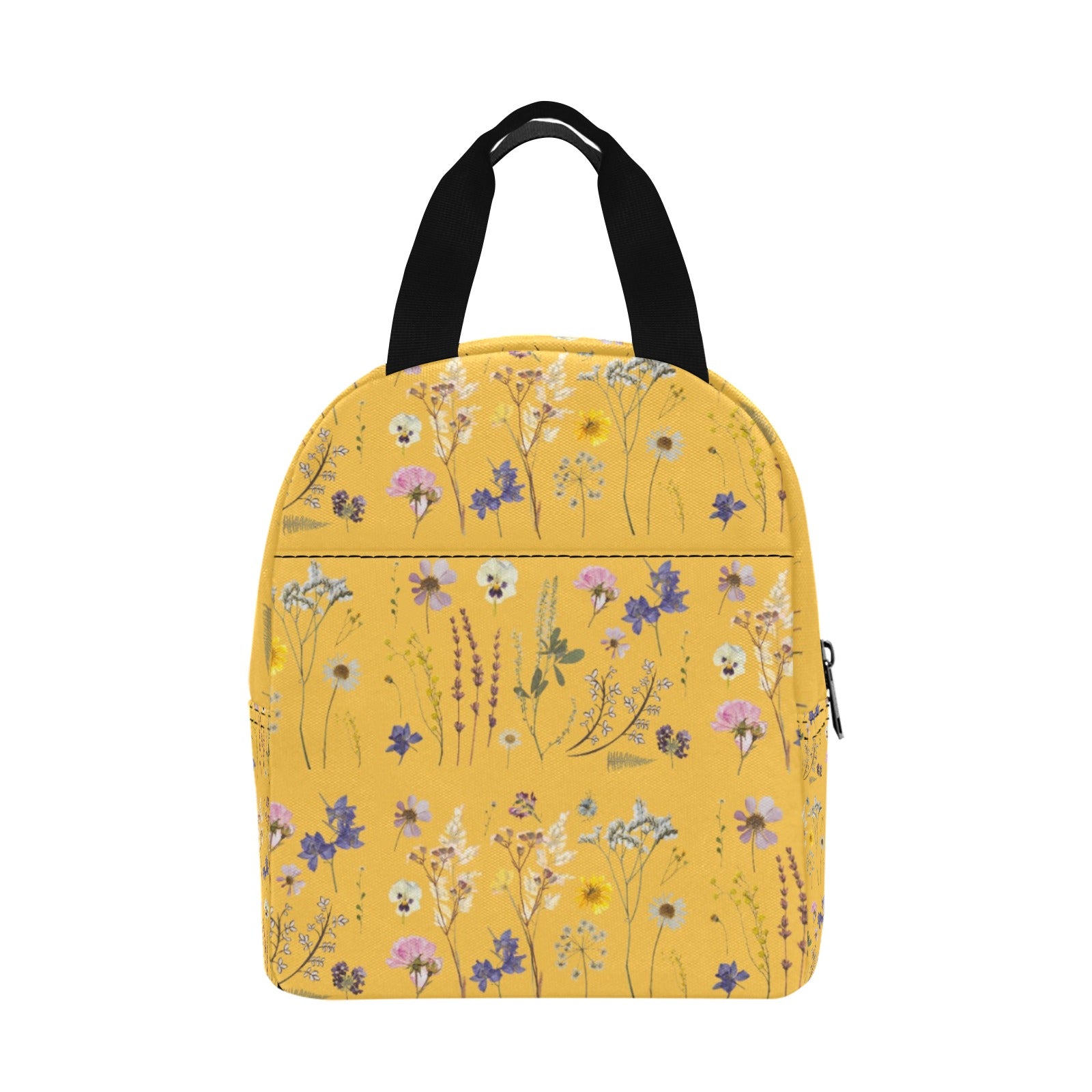 Wildflowers Light Orange Insulated Zipper Lunch Bag