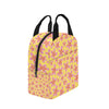 Graphic Pink Frangipanis Yellow Insulated Zipper Lunch Bag