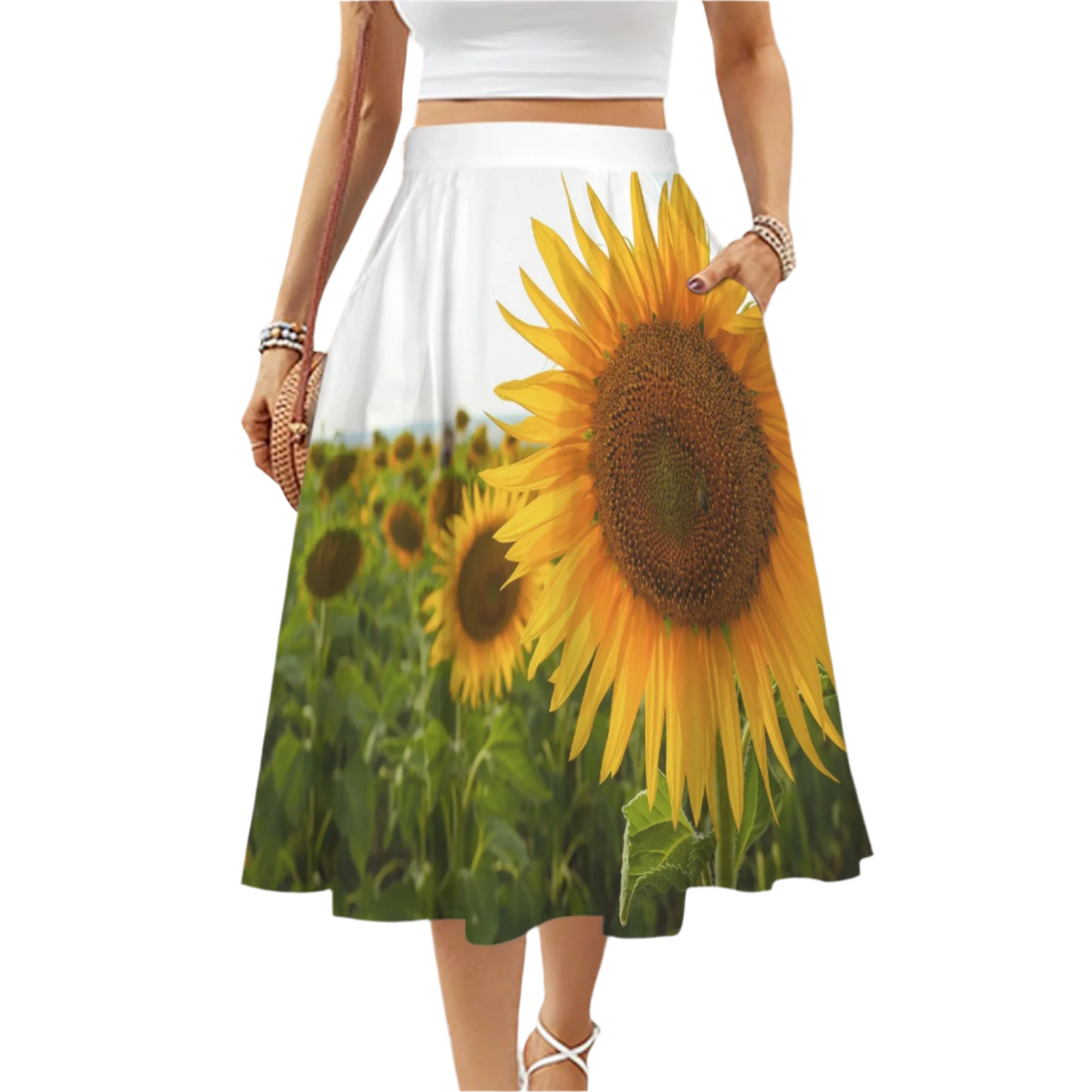 Sunflowers Mid Length Skirt up to 5 XL (FWS)