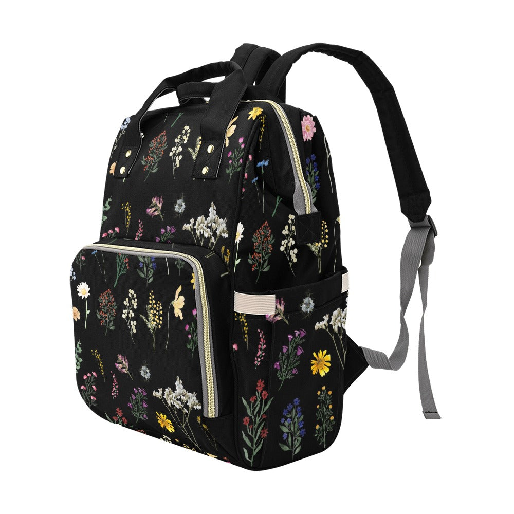 Wildflowers Black Multi Function Backpack with Black Handles