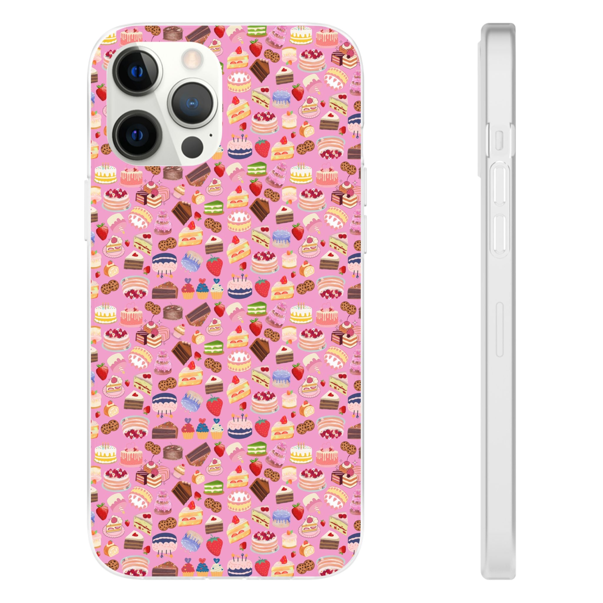 Happy Cake Pink Flexi Clear Cases for Most Phone Types (FWS)