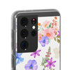 Floral White Flexi Clear Cases for Most Phone Types