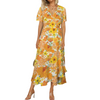 Orange & Yellow Floral White Maxi Dress up to 5 XL (FWS)