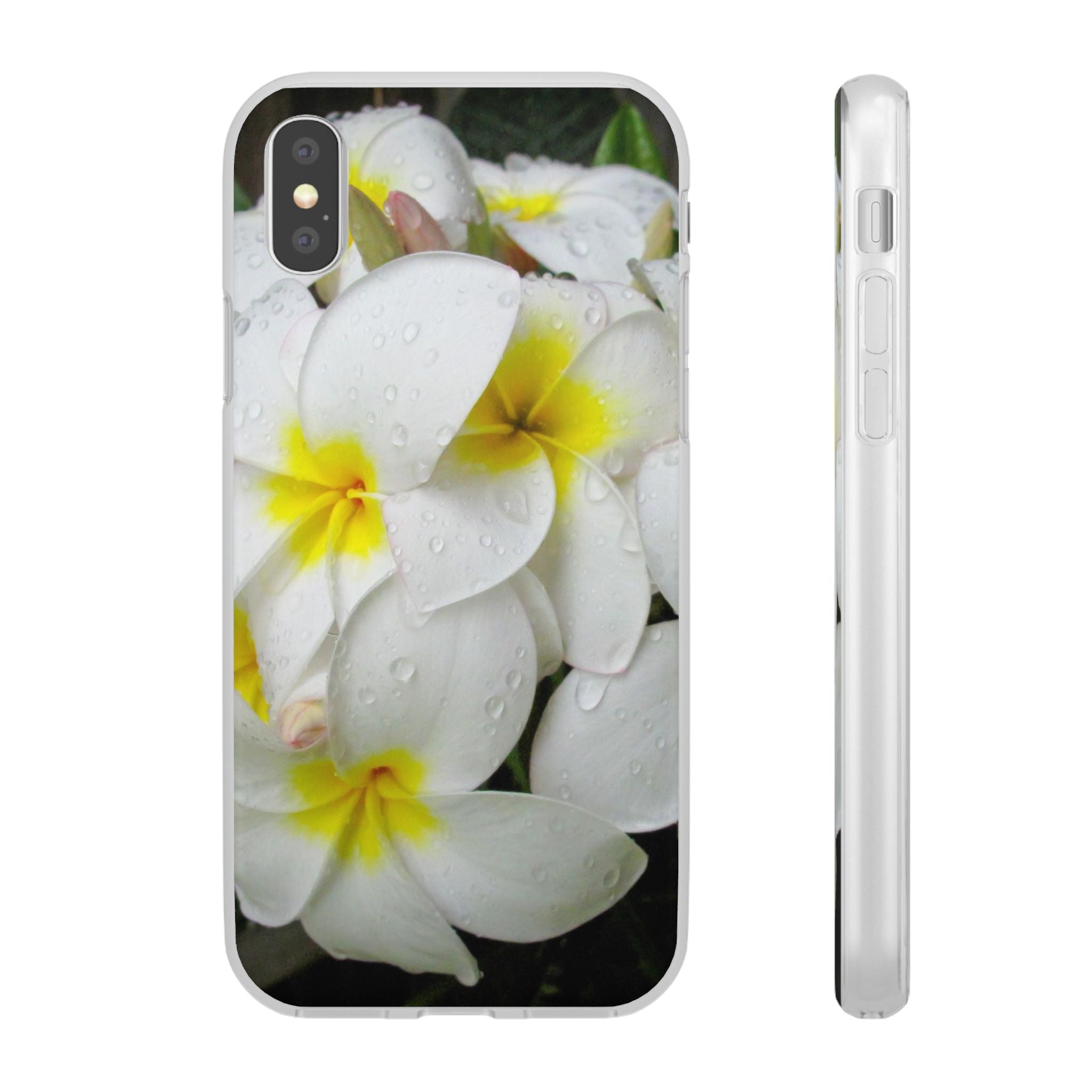 Fresh White Frangipanis Flexi Clear Cases for Most Phone Types (FWS)