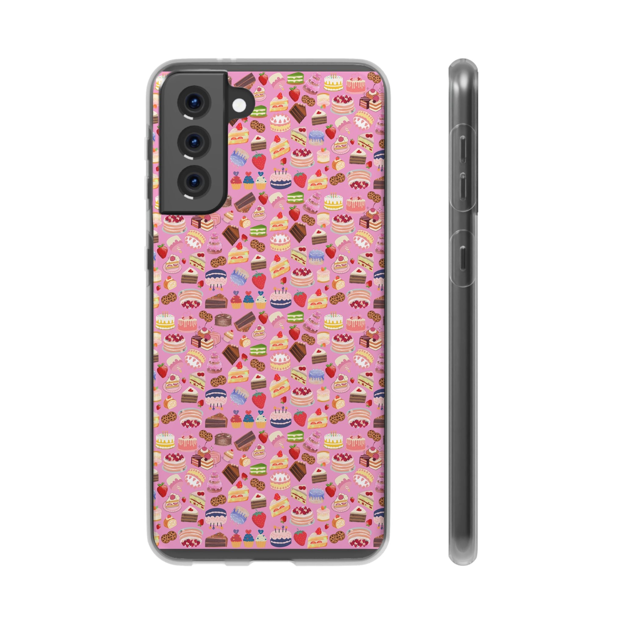 Happy Cake Pink Flexi Clear Cases for Most Phone Types (FWS)