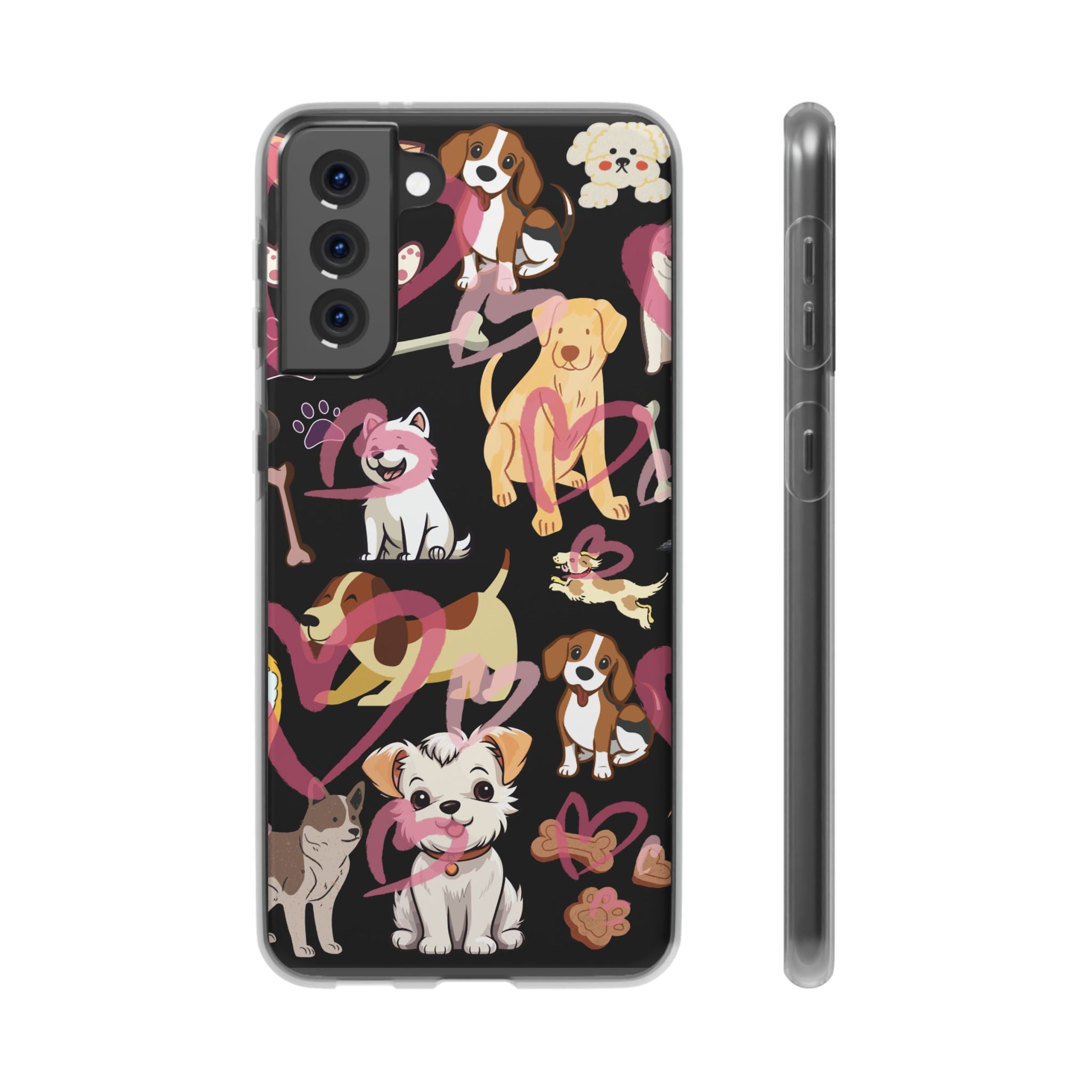 Dogs Love Black Flexi Clear Cases for Most Phone Types (FWS)