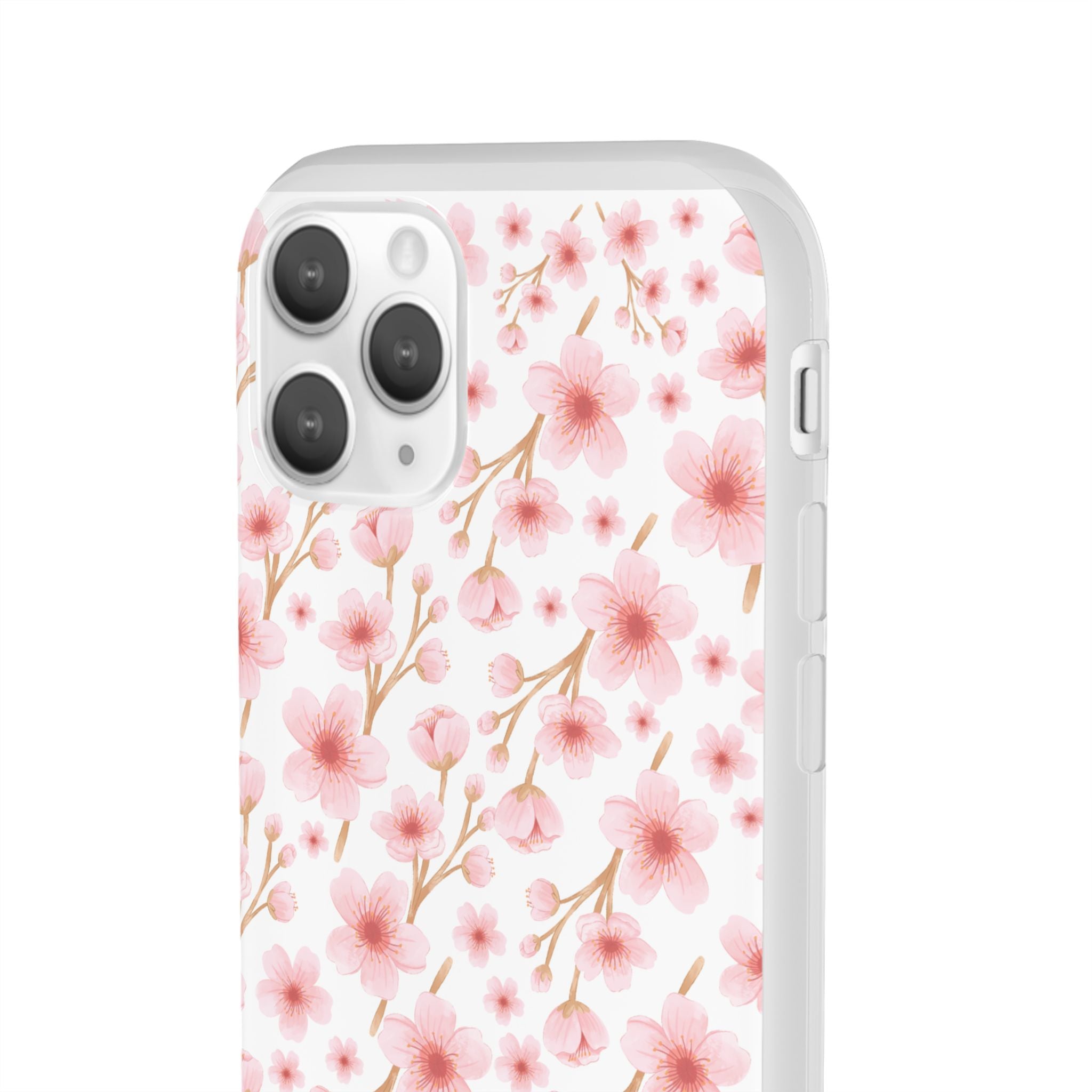 Japanese Pink Flowers White Flexi Clear Cases for Most Phone Types