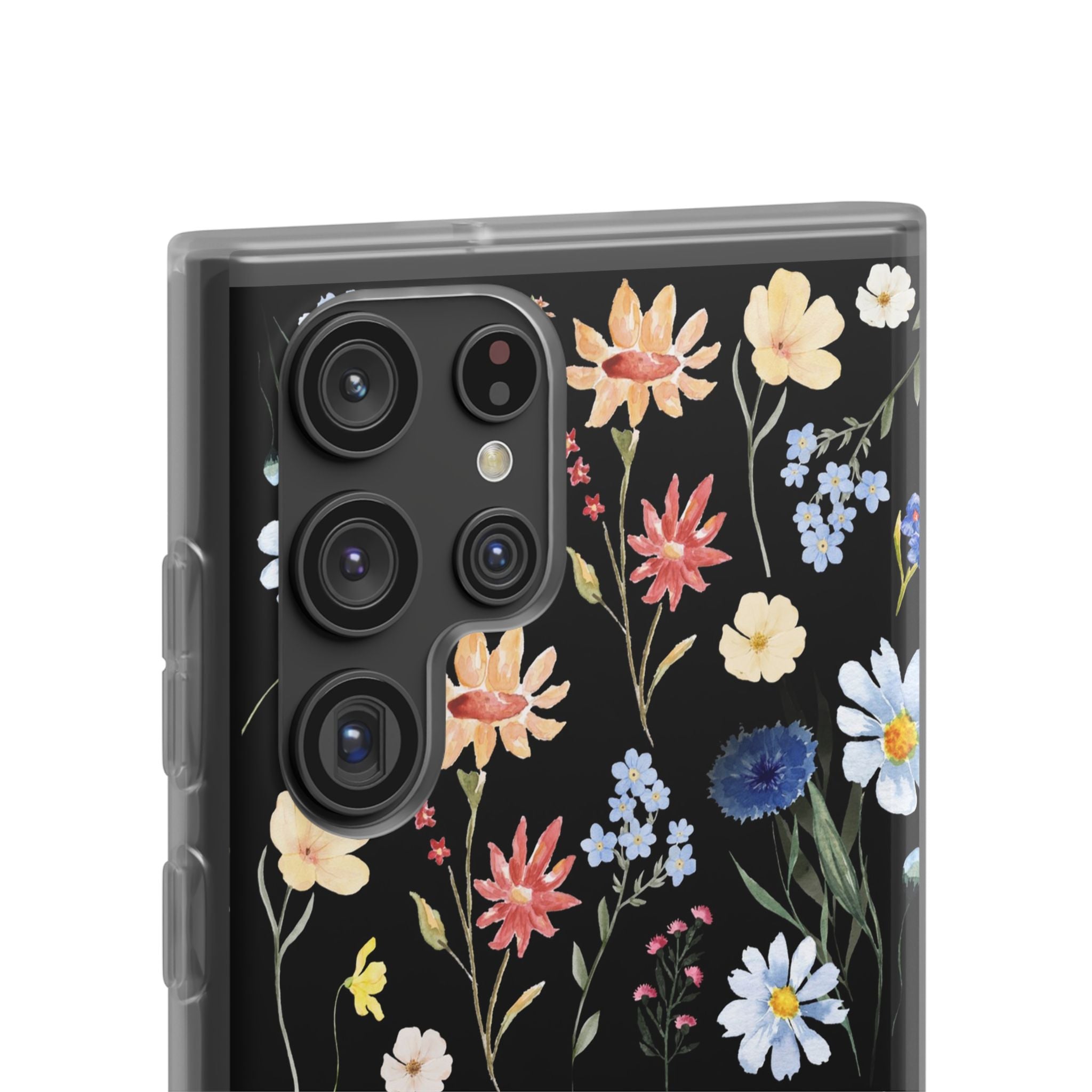 Wildflowers Painted Black Flexi Clear Cases for Most Phone Types (FWS)