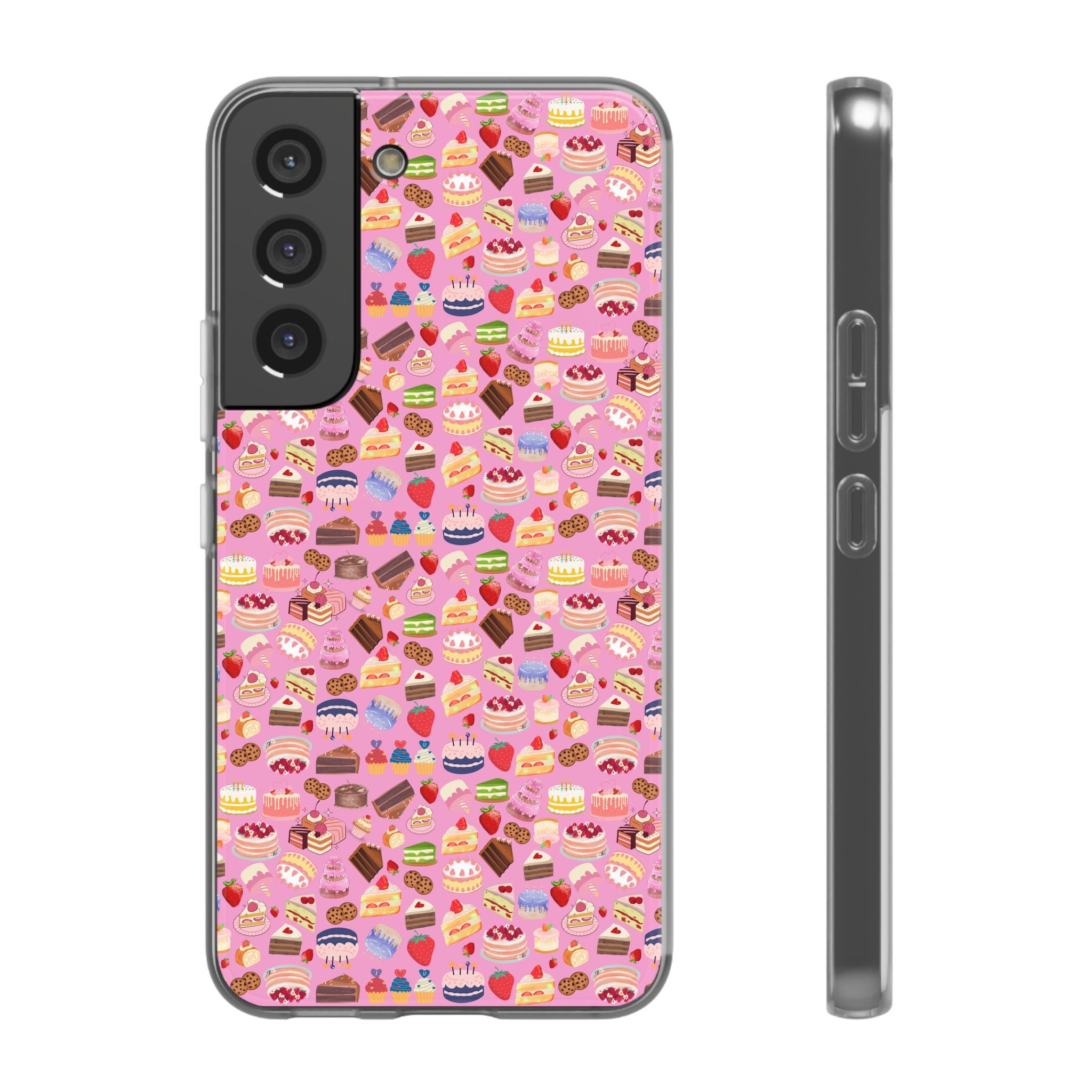 Happy Cake Pink Flexi Clear Cases for Most Phone Types (FWS)