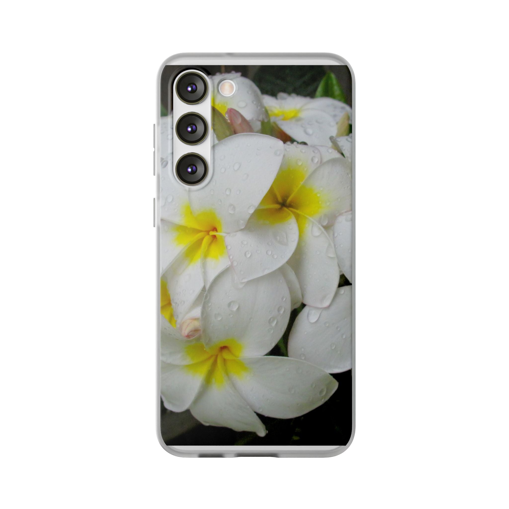 Fresh White Frangipanis Flexi Clear Cases for Most Phone Types (FWS)