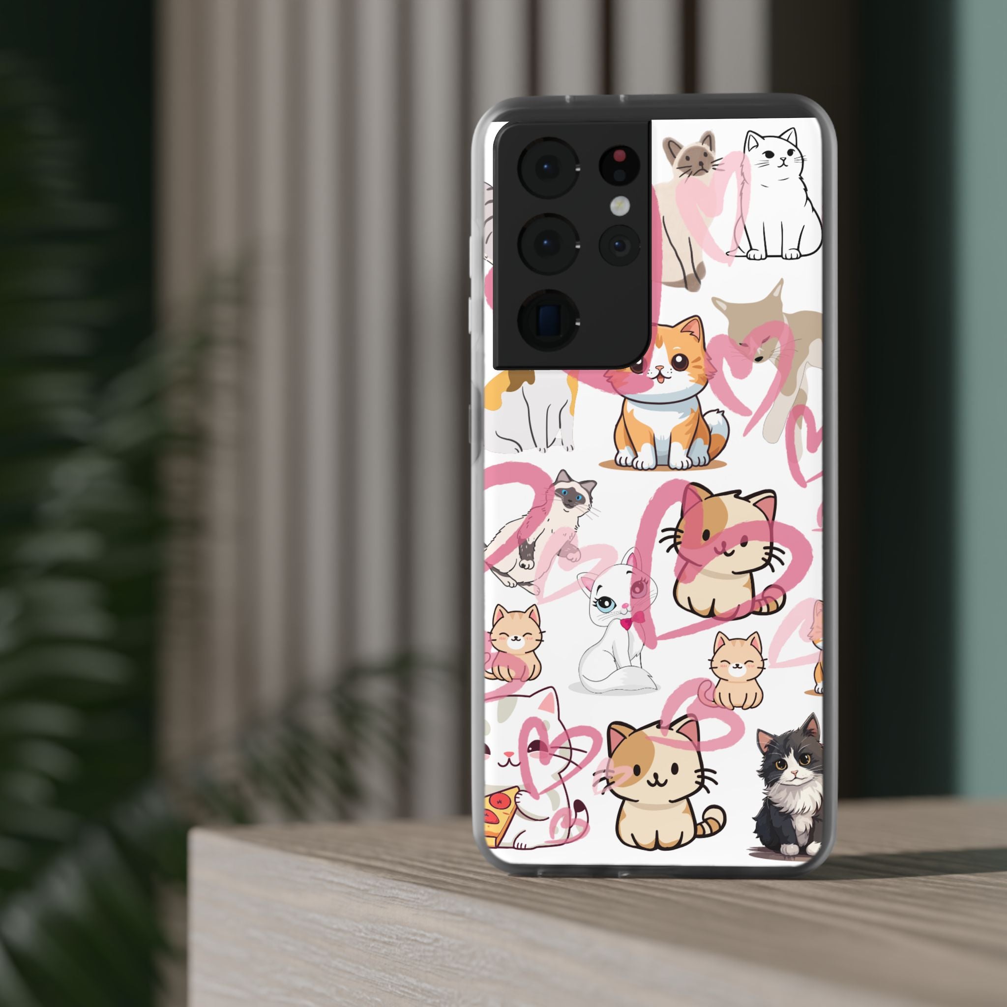 Cats Love White Flexi Clear Cases for Most Phone Types (FWS)