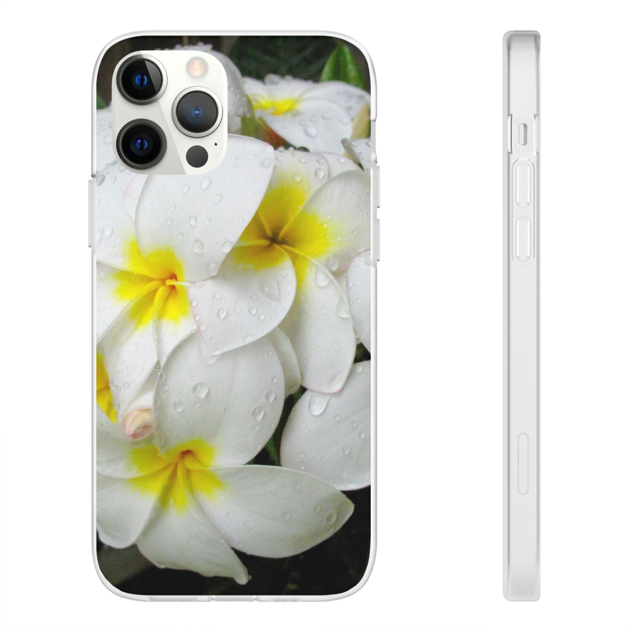 Fresh White Frangipanis Flexi Clear Cases for Most Phone Types (FWS)