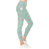 Aqua Floral Leggings with Pockets up to 5 XL (FWS)