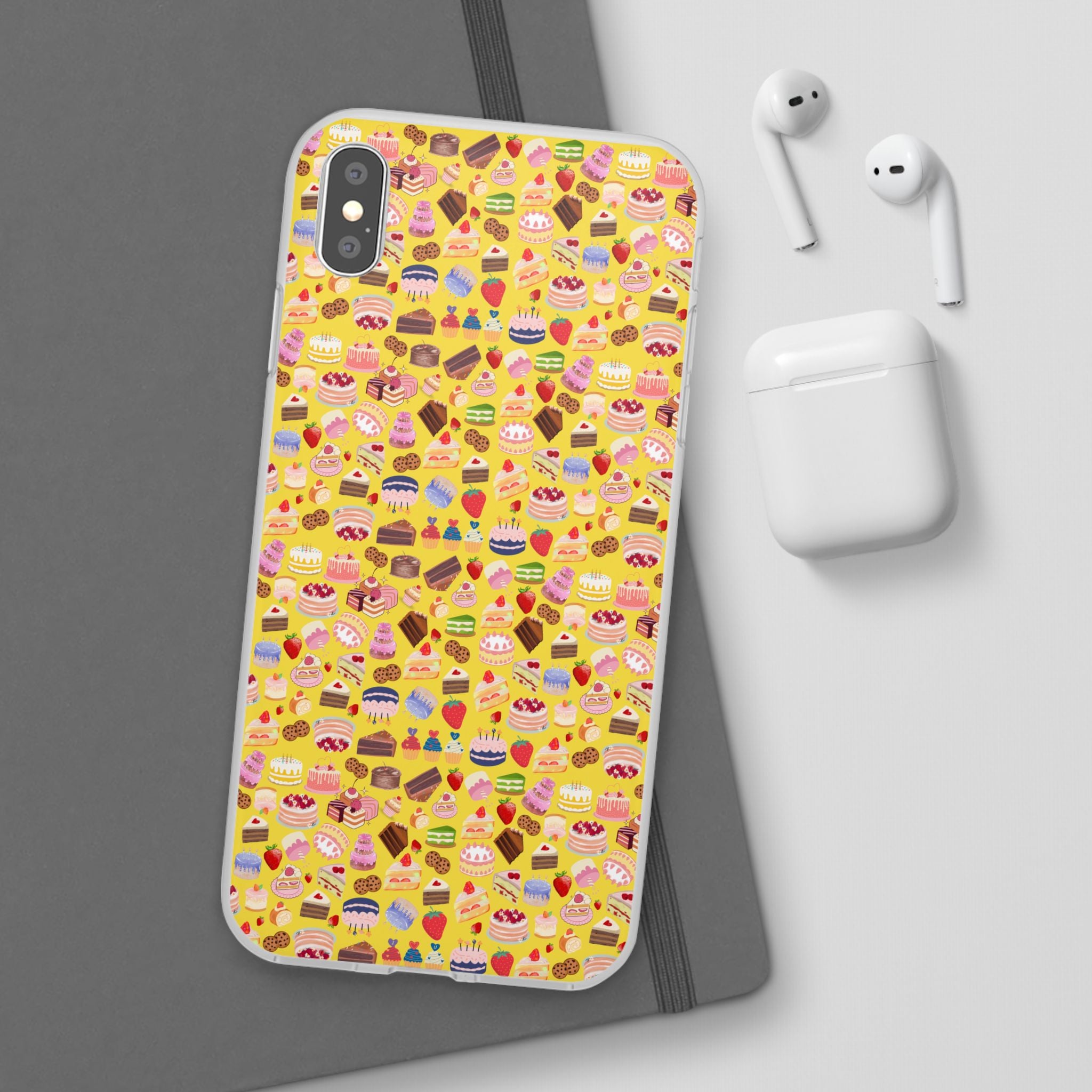 Happy Cake Yellow Flexi Clear Cases for Most Phone Types (FWS)