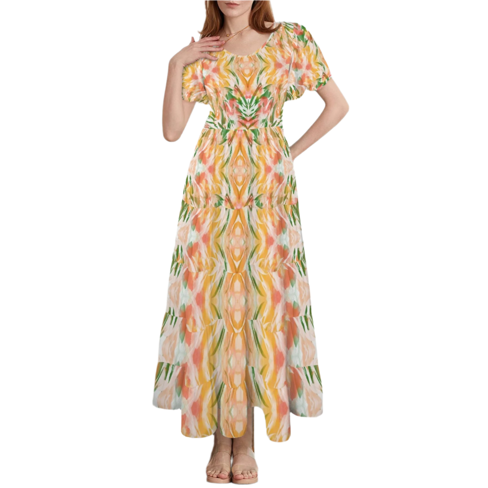 Bush Art Round Neck Maxi Dress up to 5 XL (FWS)