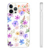 Floral White Flexi Clear Cases for Most Phone Types