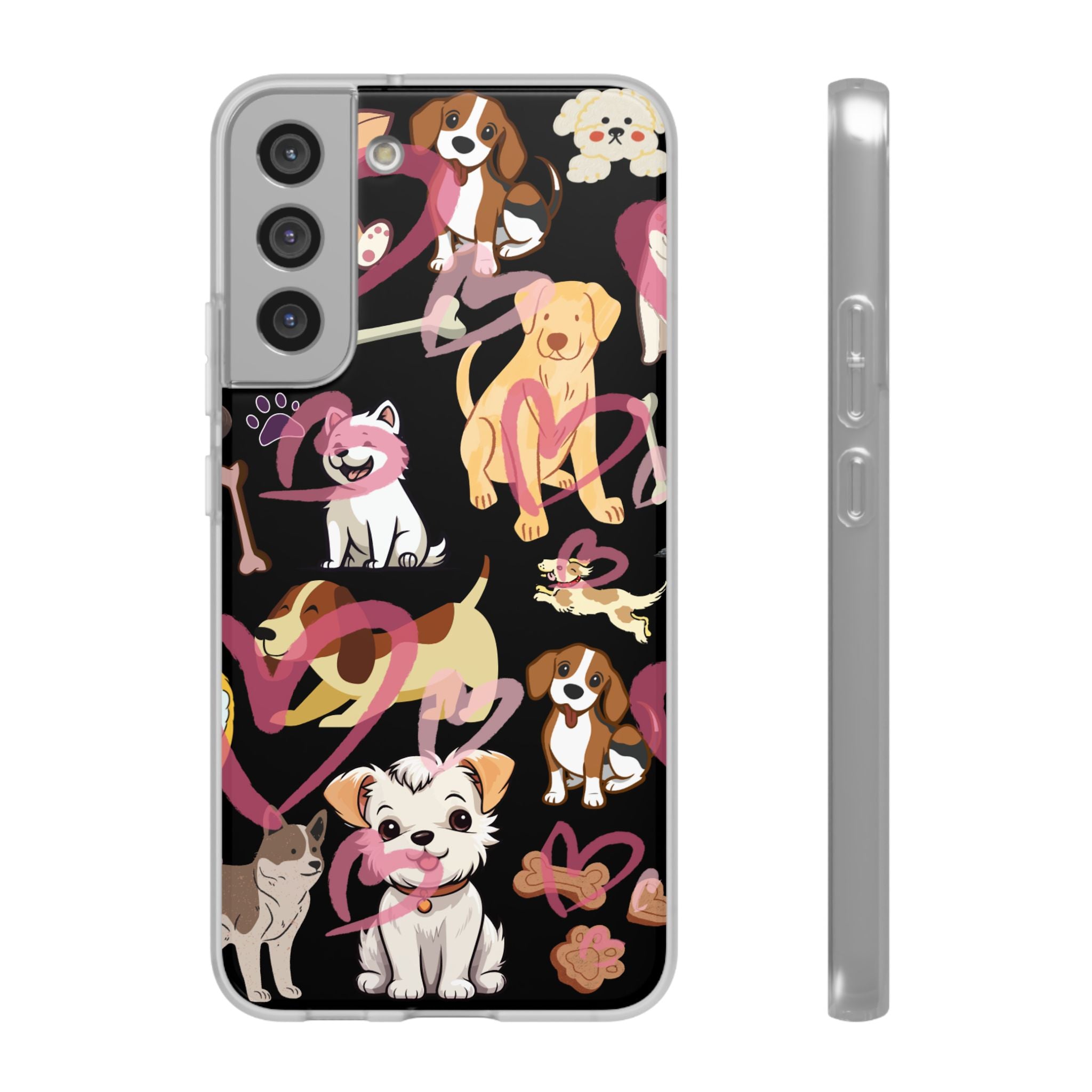 Dogs Love Black Flexi Clear Cases for Most Phone Types (FWS)