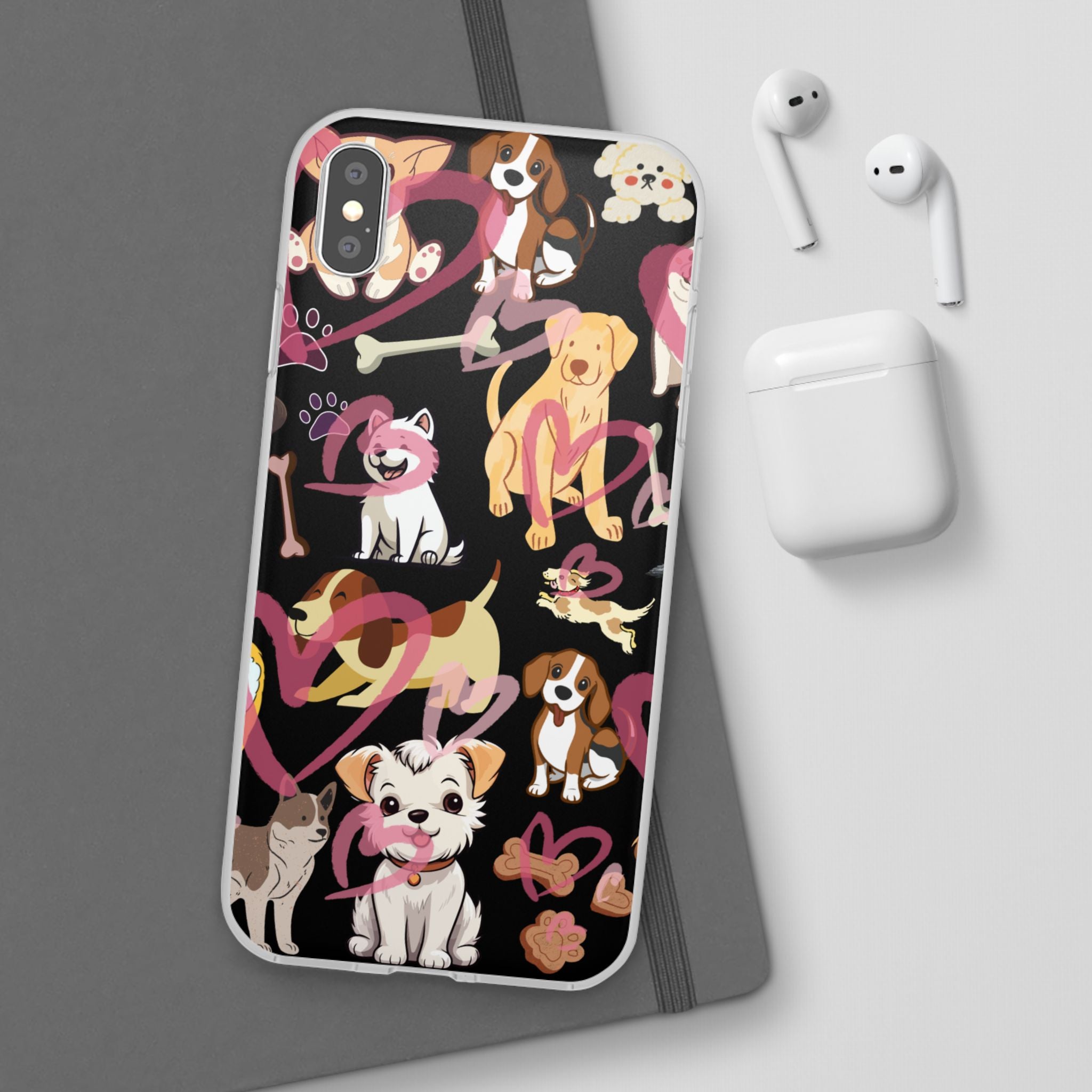 Dogs Love Black Flexi Clear Cases for Most Phone Types (FWS)