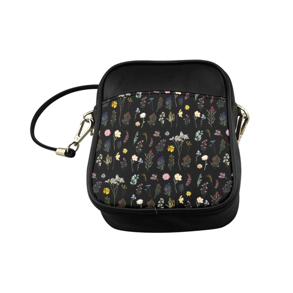 Wildflowers Black Sling Shoulder Bag