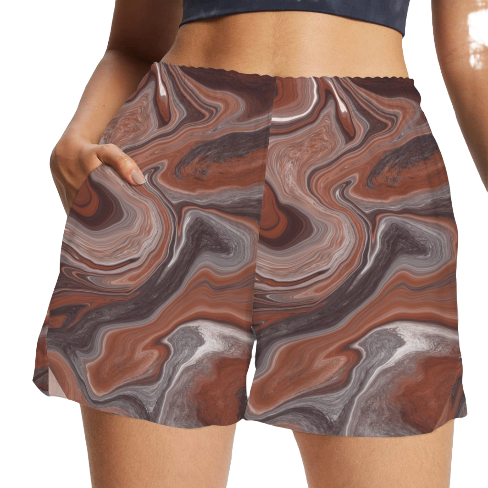 Choc Swirl Zip Pocket Shorts up to 5 XL (FWS)