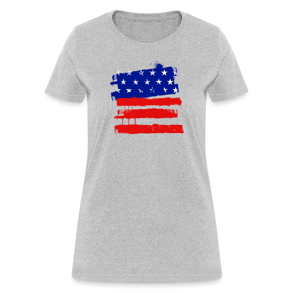 American Flag Women's Cotton T-Shirt - heather gray