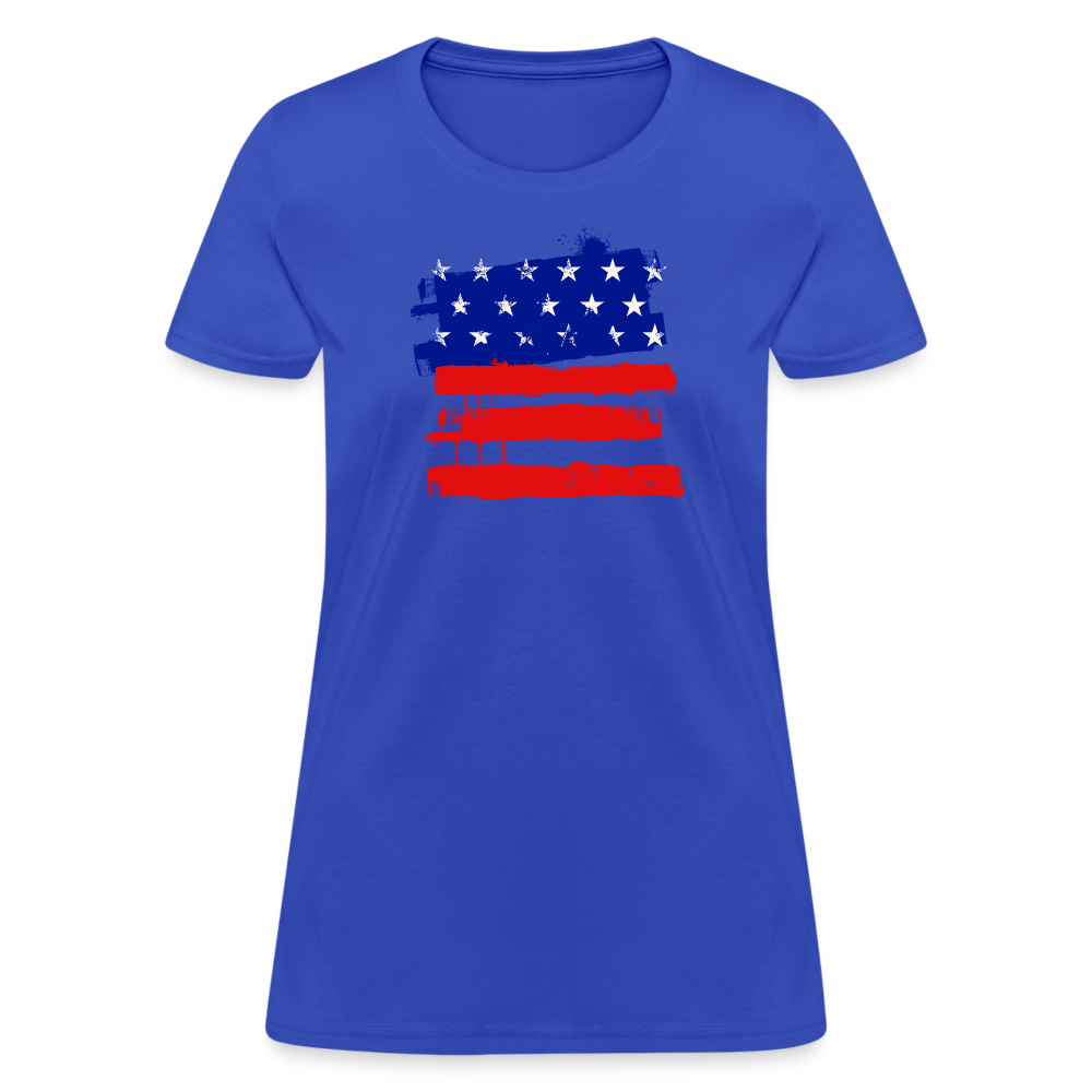 American Flag Women's Cotton T-Shirt - royal blue