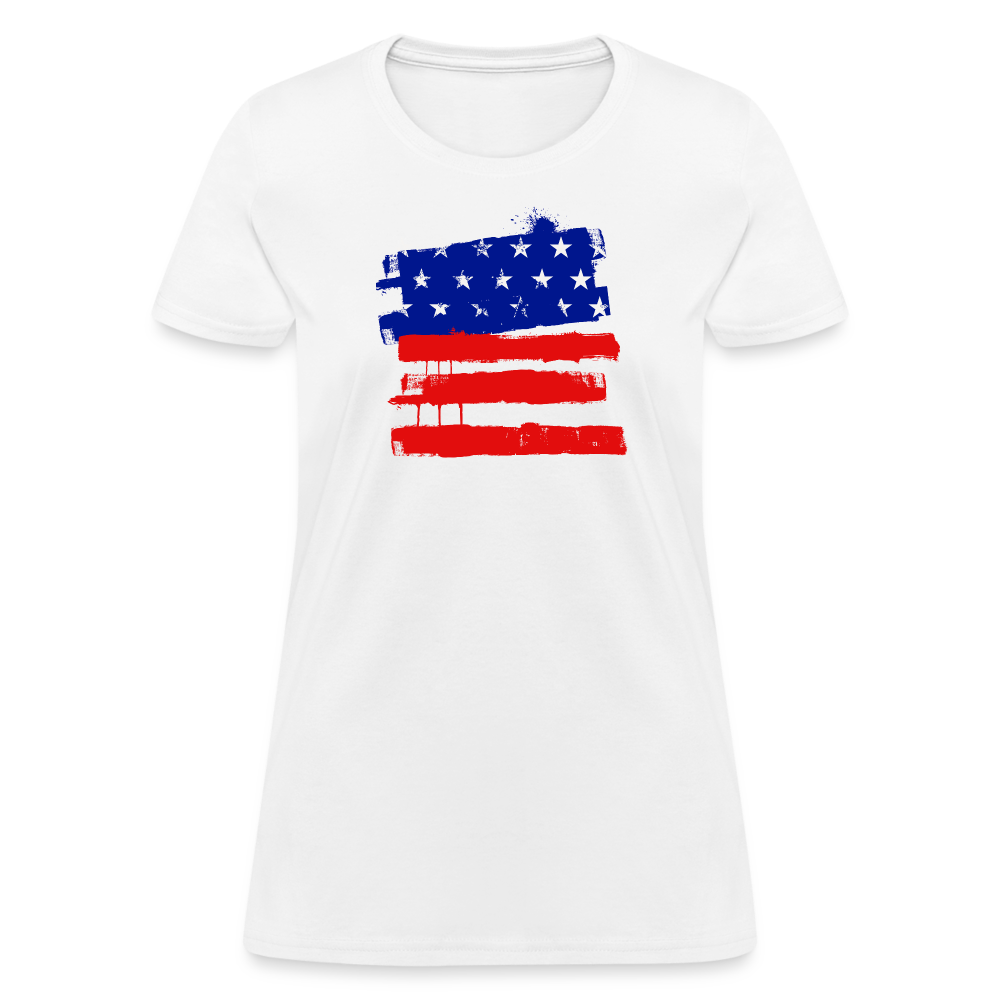 American Flag Women's Cotton T-Shirt - white