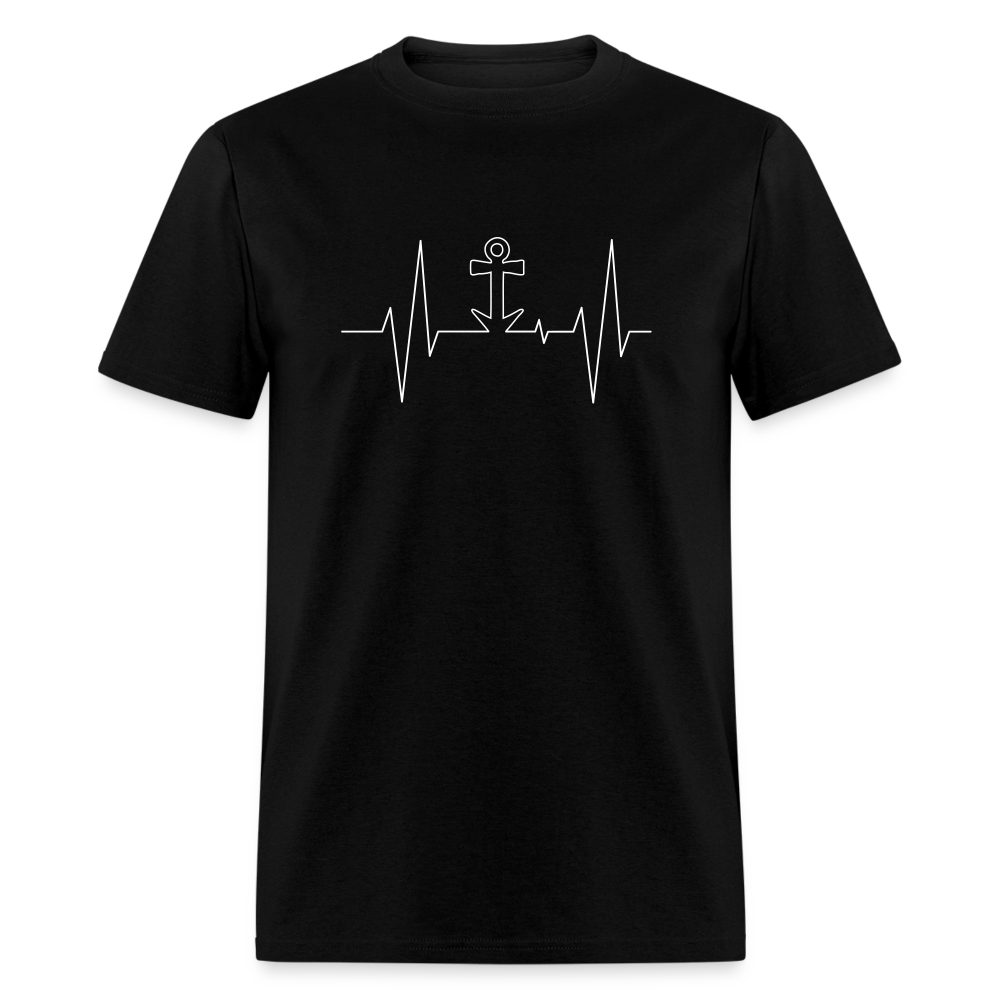 Anchor Heartbeat Unisex T-Shirt - black