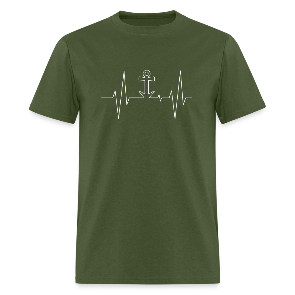 Anchor Heartbeat Unisex T-Shirt - military green