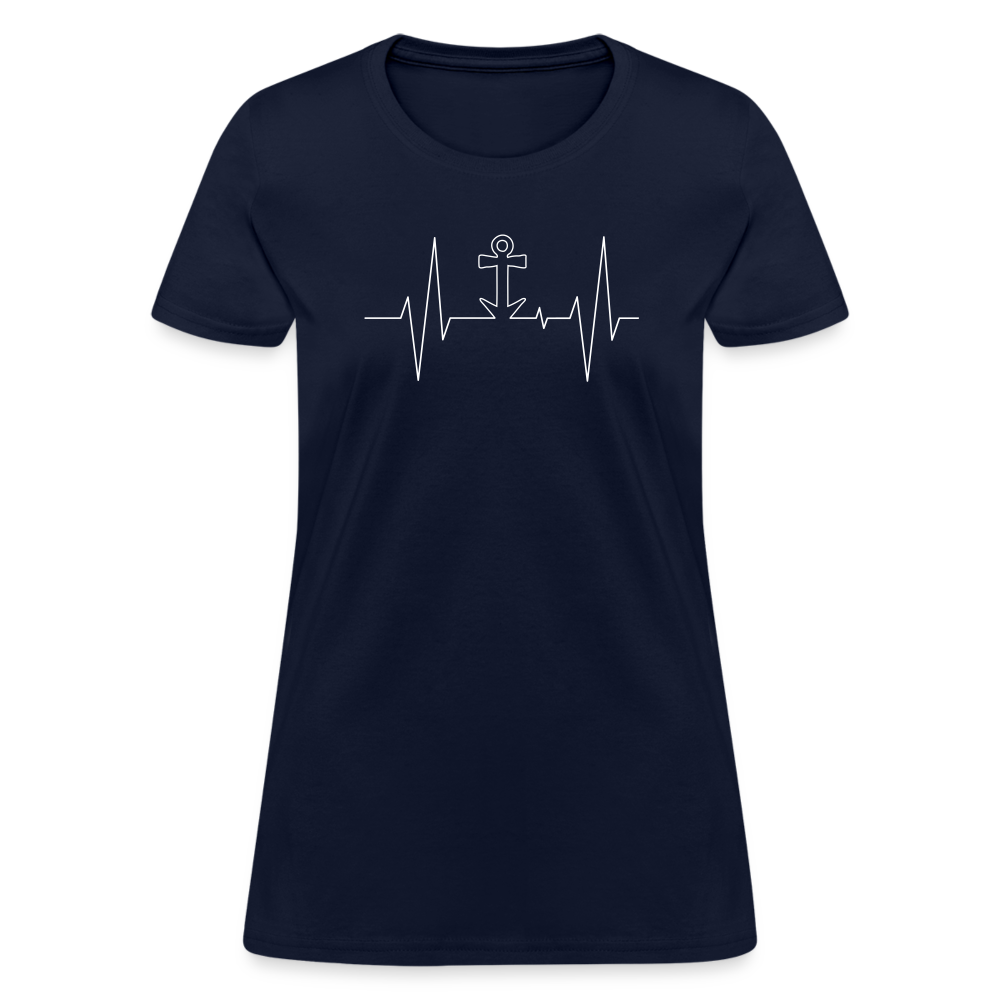 Anchor Heartbeat Women's T-Shirt - navy