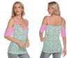 Aqua Floral & Pink Top with Criss Cross Straps up to 4 XL (FWS)