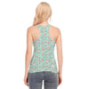 Aqua Floral Racerback Tank Top | 190GSM Cotton up to 3 XL back