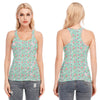 Aqua Floral Racerback Tank Top | 190GSM Cotton up to 3 XL front and back