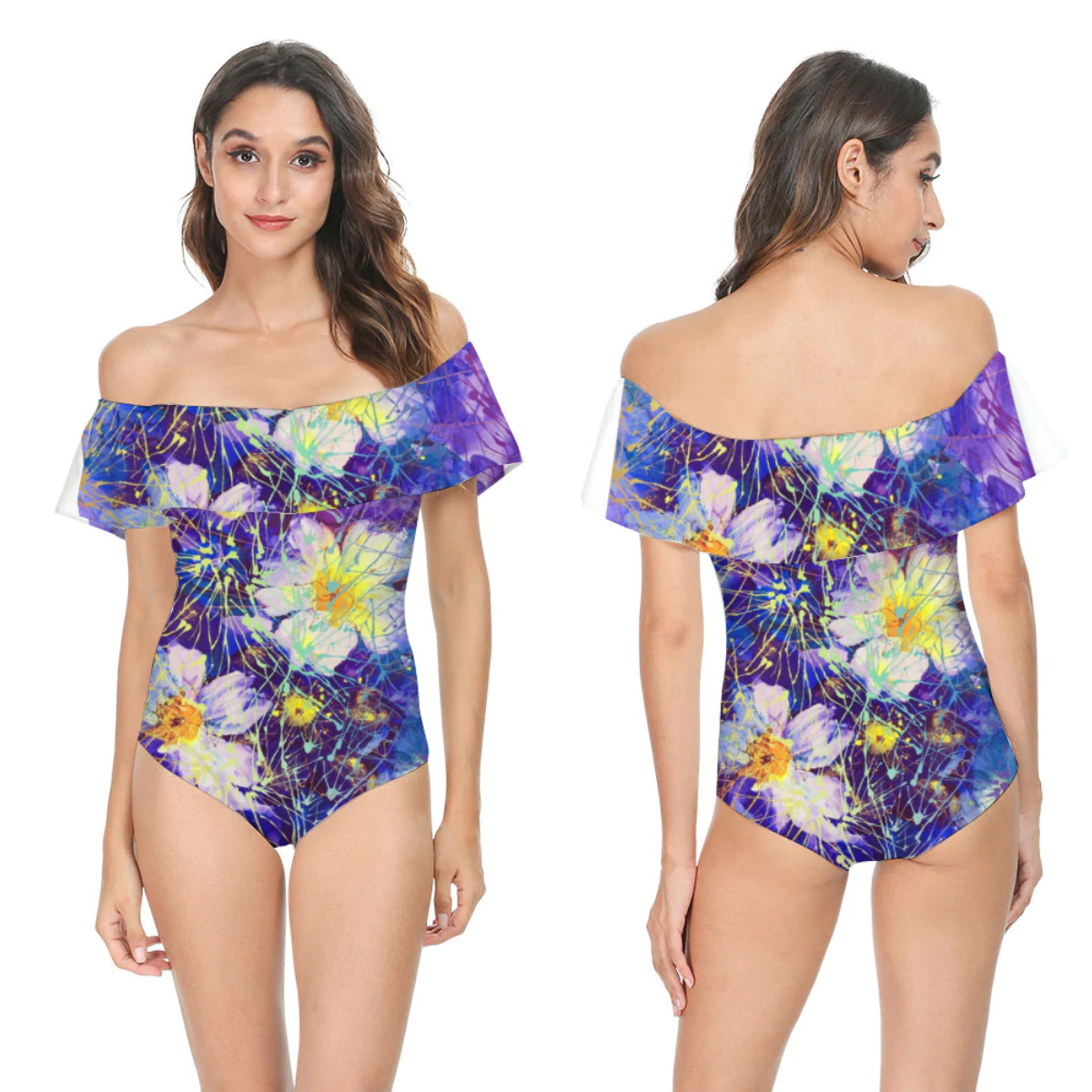 Art Flowers Flounce Top Swimsuit up to 6 XL (FWS)