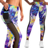 Art Flowers Mesh Panel Side Pockets Leggings up to XL (FWS)