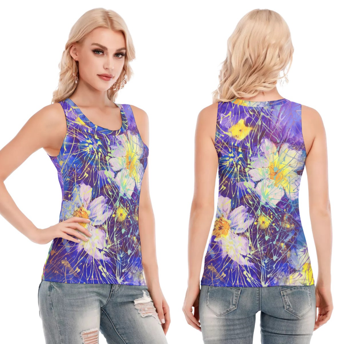 Art Flowers Tank Top up to 5 XL (FWS)