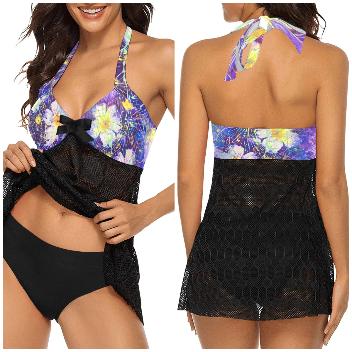 Art Flowers Two Piece Tankini up to 2 XL (FWS)