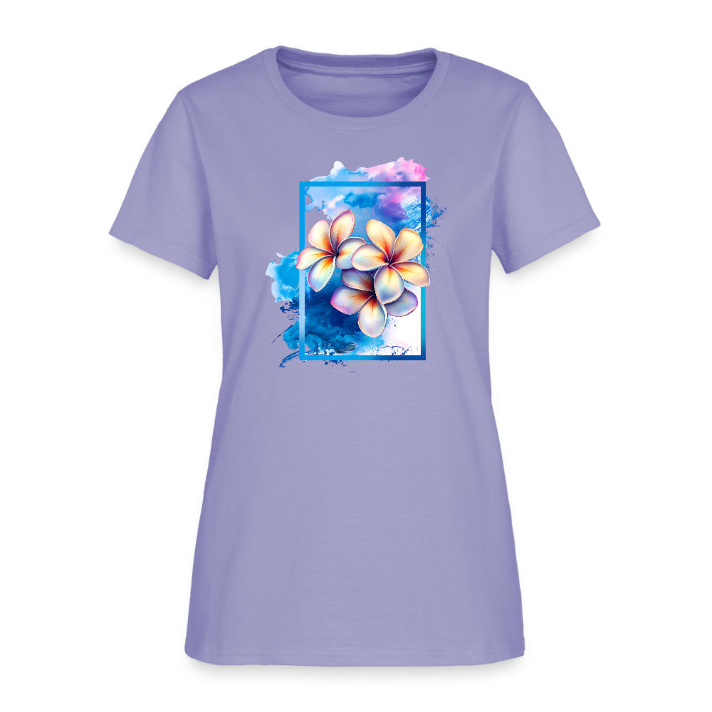 Art Frame Frangipanis Cotton T-Shirt up to 3 XL - lavender