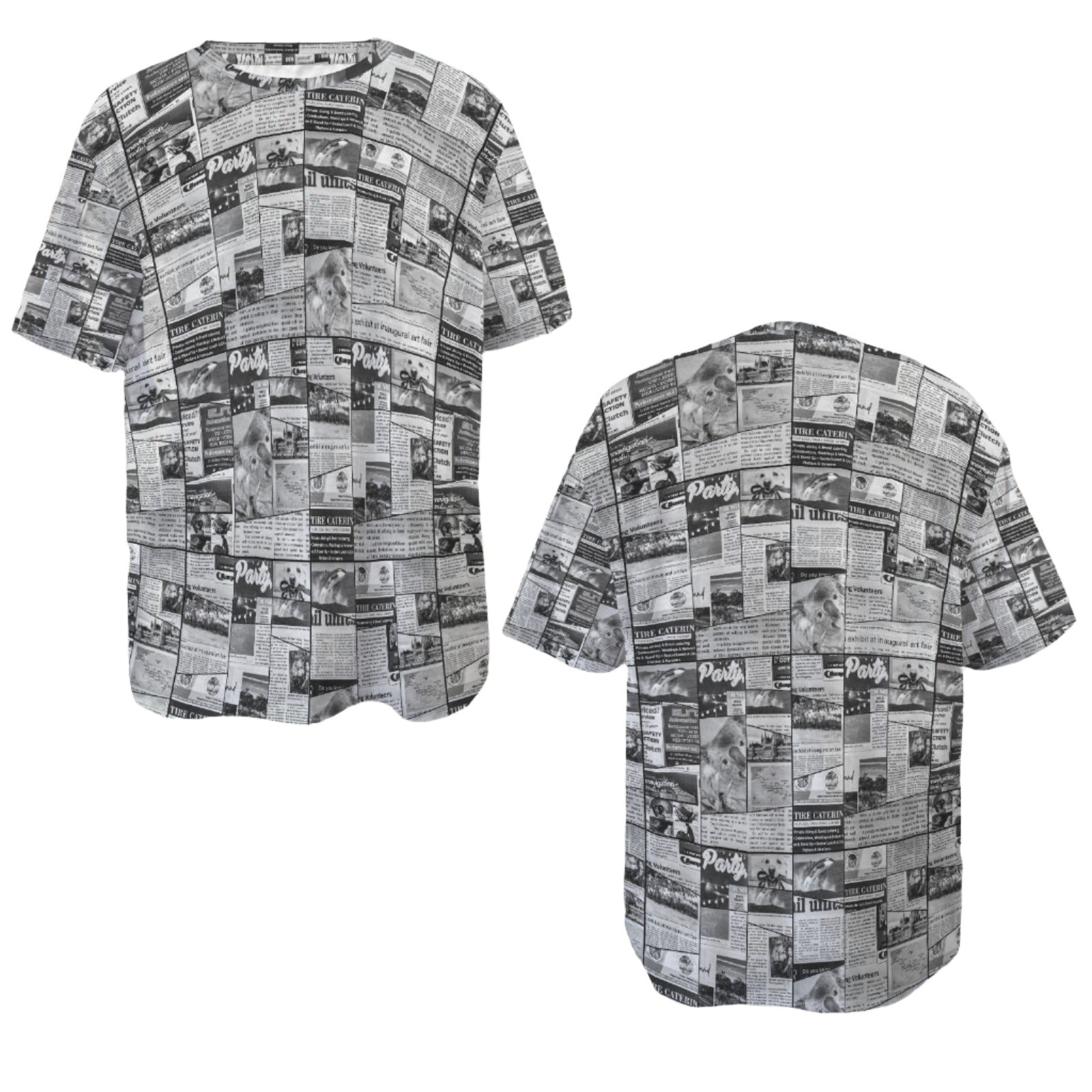 Australian Newspaper B & W Baggy Unisex Top up to 6 XL 6