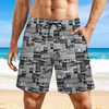 Australian Newspaper B n W Mens Double Layer Shorts with 4 Pockets up to 3 XL (FWS) 5