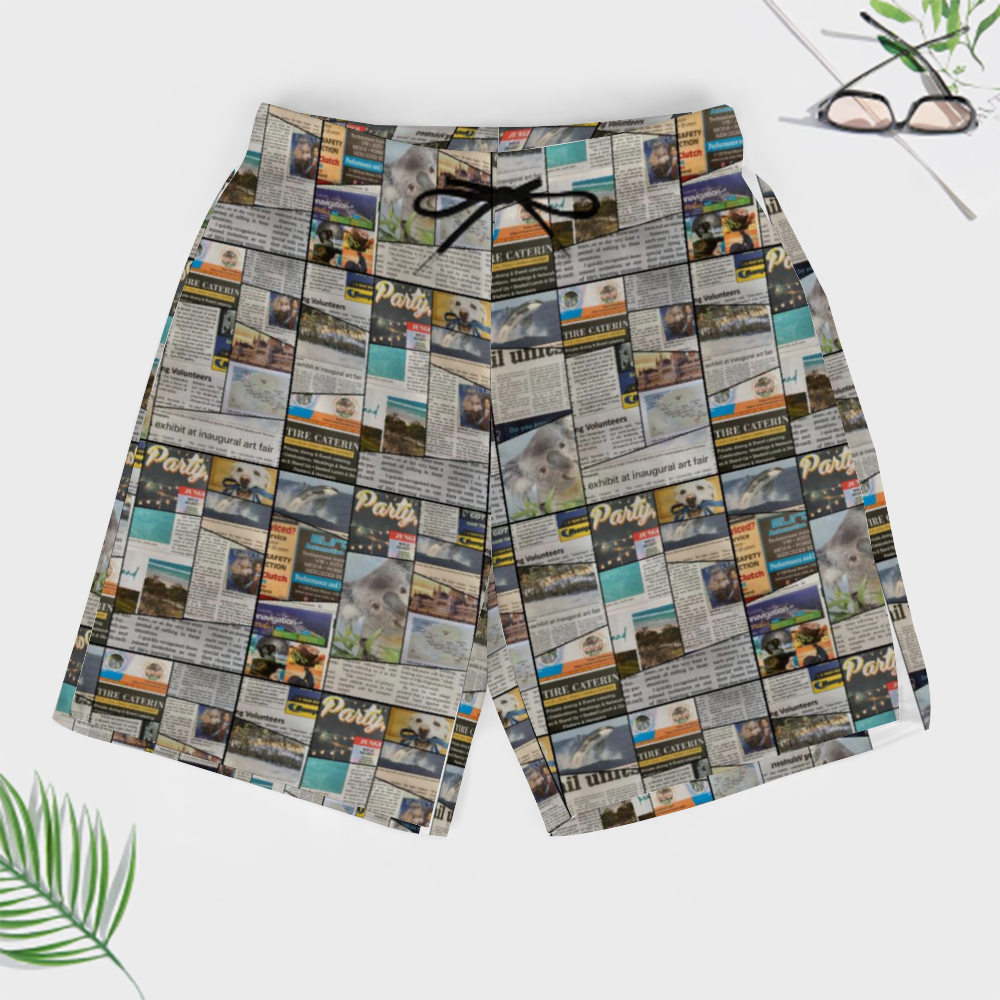 Australian Newspaper Colour Mens Double Layer Shorts with 4 Pockets up to 3 XL (FWS) 7