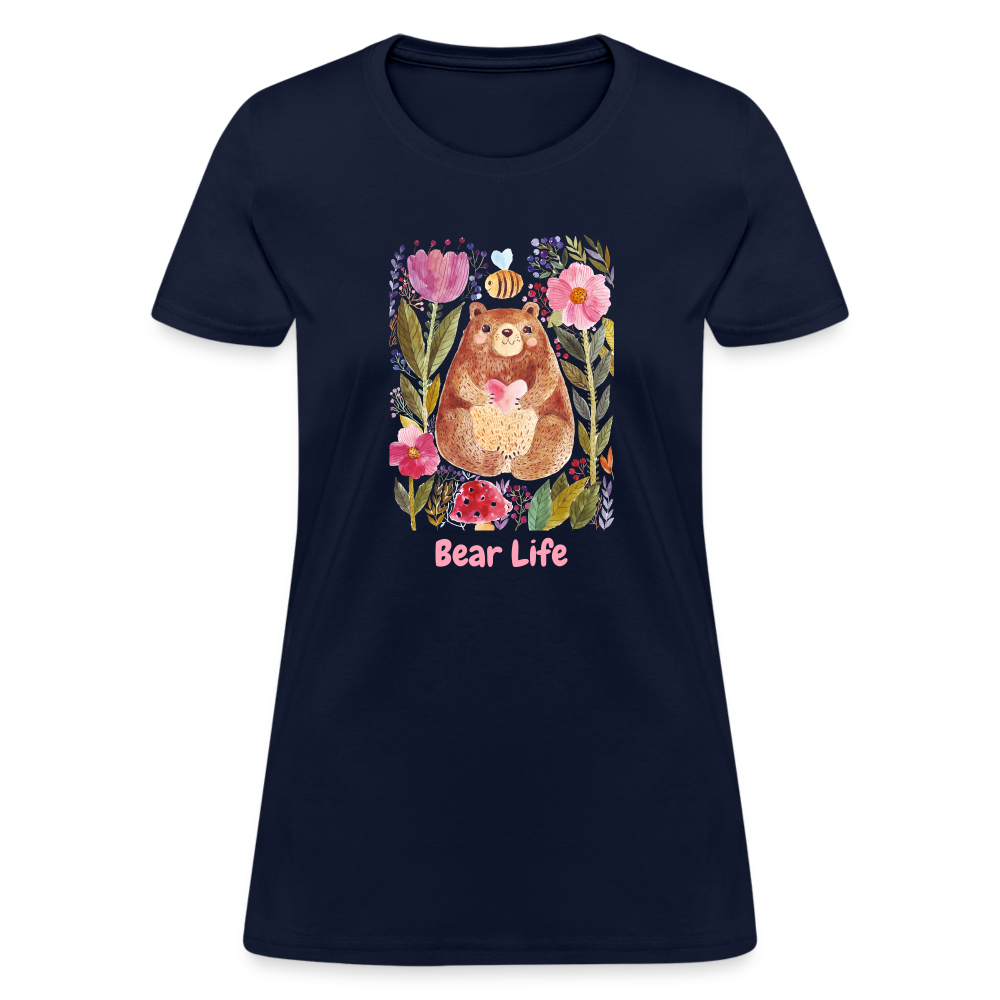 Bear Life Women's Cotton T-Shirt - Navy