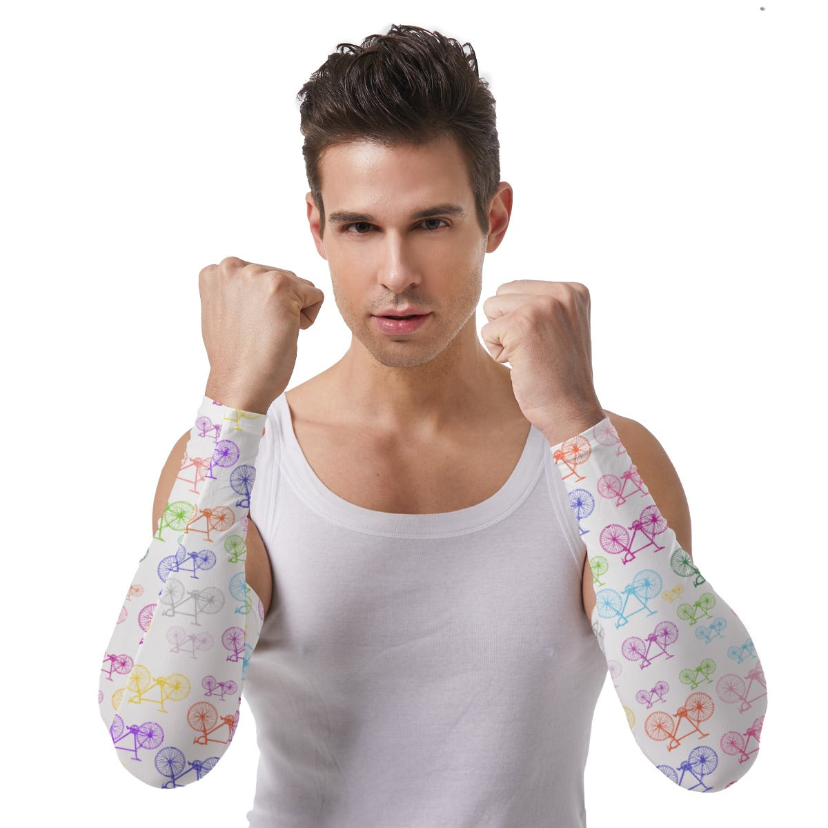 Bicycles White Weather Protection Arm Sleeves Unisex 1