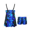 Black & Blue Leaves Tankini with Shorts up to 5 XL (FWS) 4