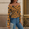 Black Cow Spots Orange Off Shoulder Slim Fit Long Sleeve Top up to 5 XL 2