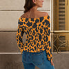 Black Cow Spots Orange Off Shoulder Slim Fit Long Sleeve Top up to 5 XL 3